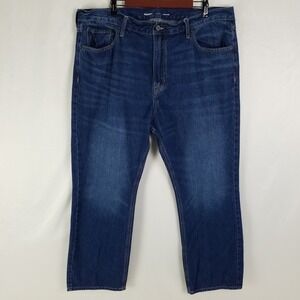 Old‎ Navy Mens 42x30 Straight Dark Wash Blue Denim Jeans Cotton Casual